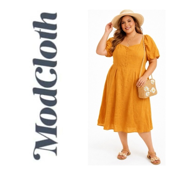 Modcloth Dresses & Skirts - MODCLOTH Mustard Clip Dot Dress